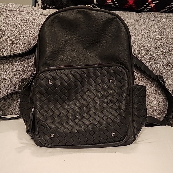 Madison West Handbags - Madison West Black Textured Backpack